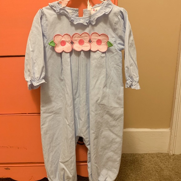 Gingham Flower Appliqué Jumper - Picture 1 of 3